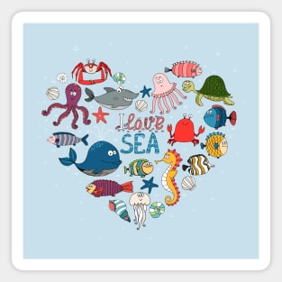 I Love Sea Doodles Magnet